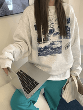 Sweatshirt mit Rundhalsausschnitt und Landschaftsdruck